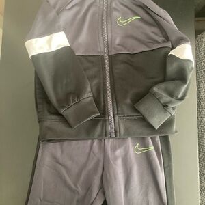 Nike Black and Gray Tracksuit with Green Logo